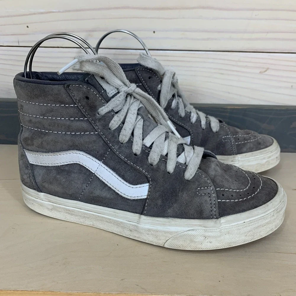 Vans Shoes Mens 6.5 Womens 8 High Tops HEIQ Eco Dry Gray Suede‎ Grunge Skater